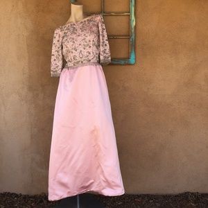 Vintage Pink and Silver Floral Wedding Dress